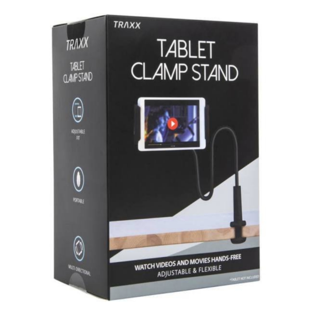 Traxx Adjustable/Flexible Tablet Clamp Stand for Hands Free Video